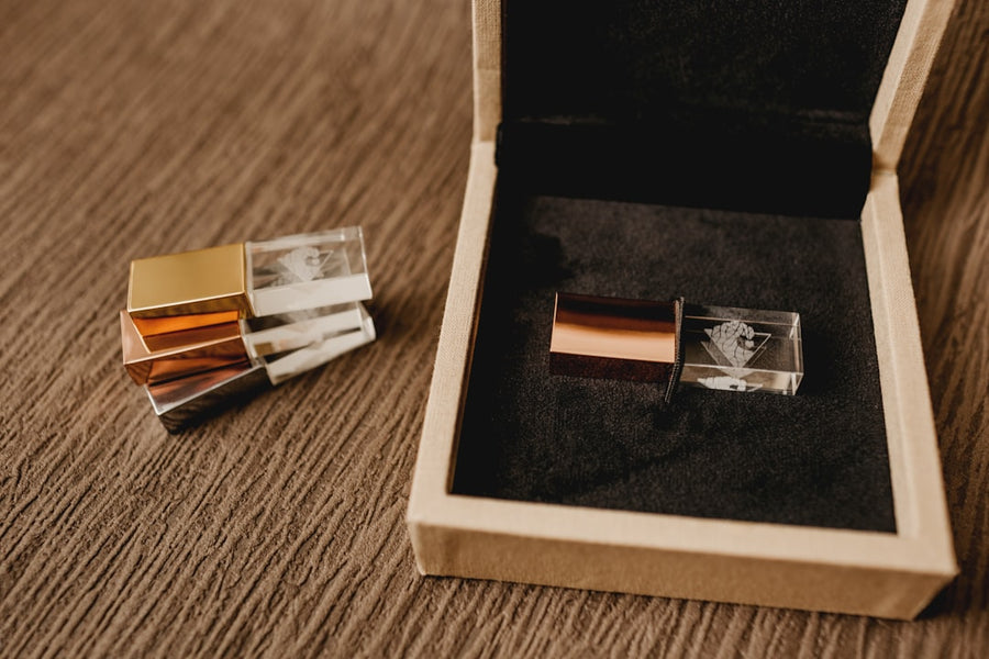 A coffret of small perfume vials arranged in a gift box